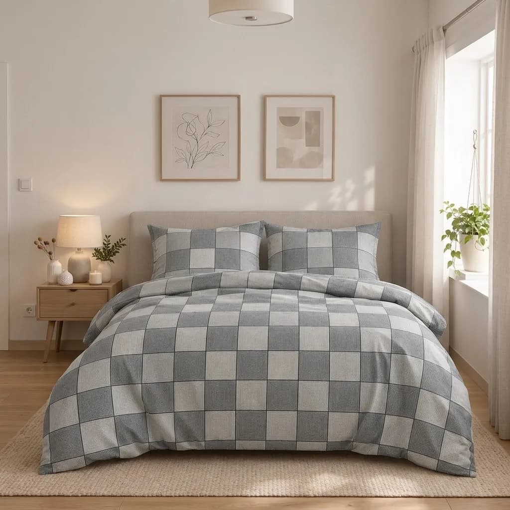 Pościel bawełniana 160x200 Geo Grey — 100% bawełna