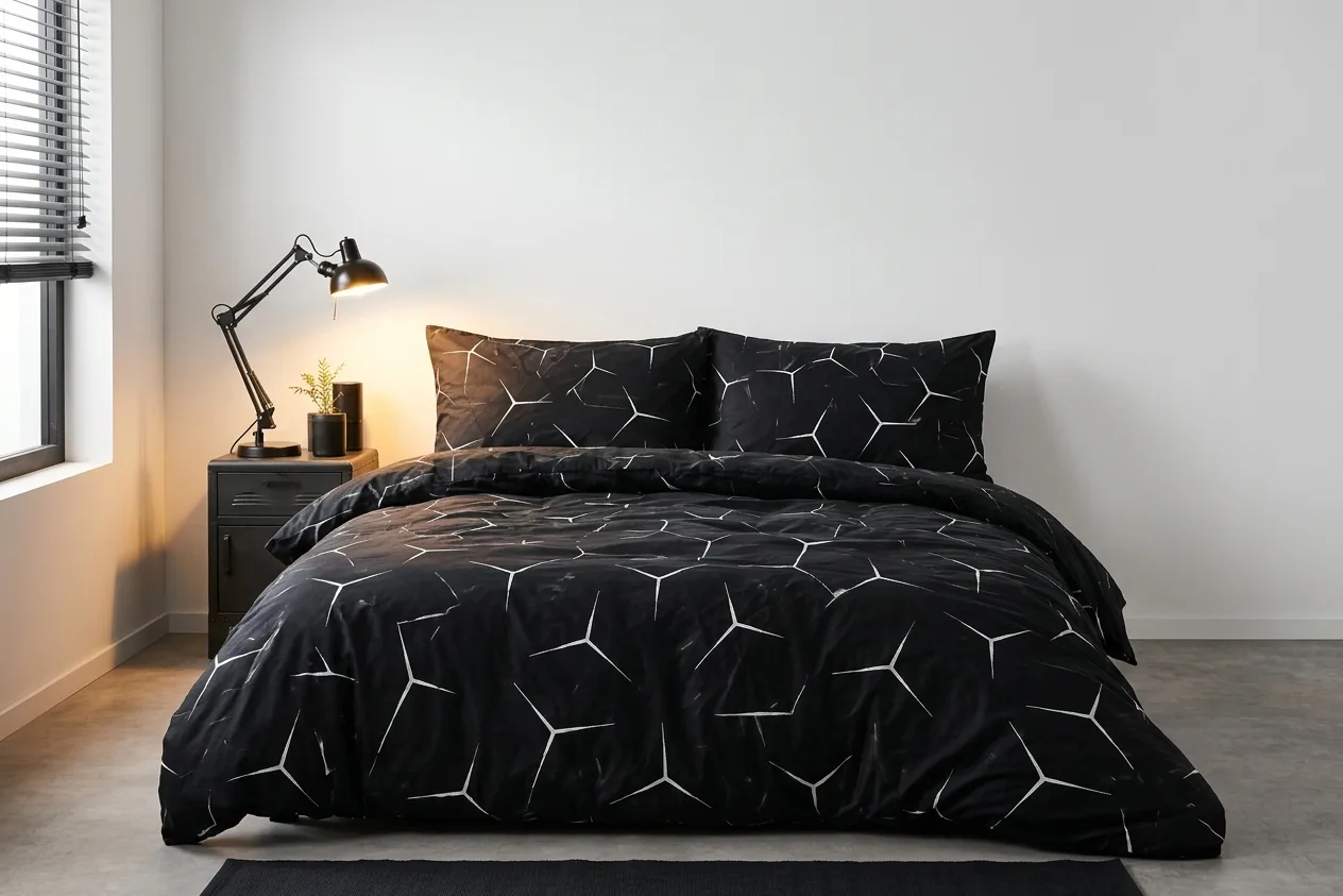 Pościel bawełniana 160x200 Geo Black — 100% bawełna